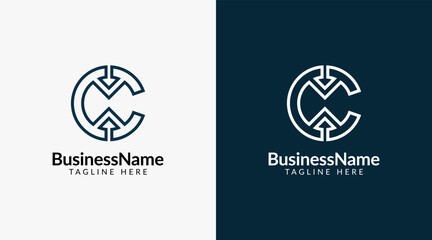 Modern logo template with letter c and arrow icon bar candlestick for trading, investment, finance, statistic, accounting or marketing business