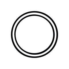 Double Circle Outline, Black Geometric Shape with Transparent Background