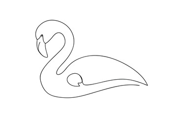 Elegant flamingo illustration in minimalist one line art style on white background