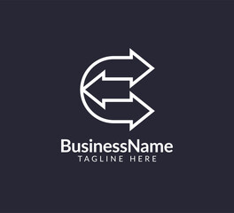 Modern logo template with letter c and arrow icon bar candlestick for trading, investment, finance, statistic, accounting or marketing business