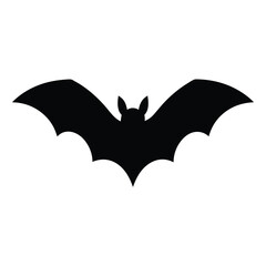Black bat silhouette against white background creates a Halloween mood illustration