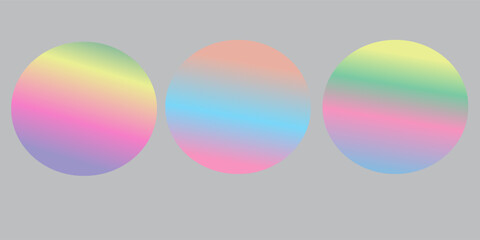 Set color circle gradient noise gradation. Abstract colorful watercolor blur mesh shape on white background. Gradient aura, grain neon blob with noise effect vector illustration.