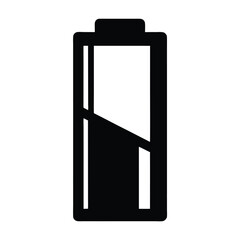 Black and white battery icon showing a low state of charge remaining