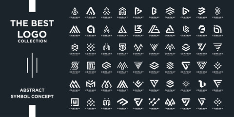 Mega logos collection, Abstract letter design concept for branding. Future shape logo usable for business, corporate and technology.