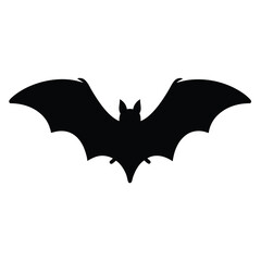 Black Bat Silhouette Isolated on White Background for Halloween Decoration