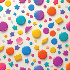 Abstract colorful wallpaper design featuring a seamless pattern of retro geometric circles and dots in vibrant pink, green, and yellow hues