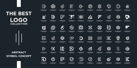 Mega logos collection, Abstract letter design concept for branding. Future shape logo usable for business, corporate and technology.