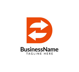 Modern logo design with letter d and arrow icon bar candlestick for trading, investment, finance, statistic, accounting or marketing business