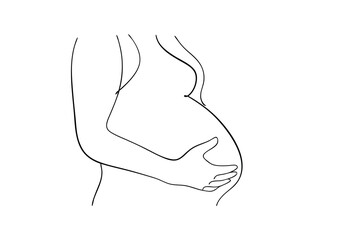 Elegant line art of a pregnant woman minimalist pregnancy illustration
