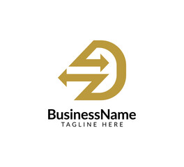 Modern logo design with letter d and arrow icon bar candlestick for trading, investment, finance, statistic, accounting or marketing business