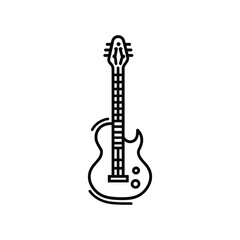 Electric Guitar Icon. Musical Instrument. Illustration. Line Art Style