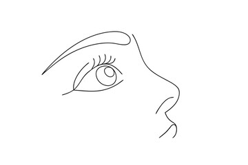 Continuous line drawing of a womans face minimalist portrait design