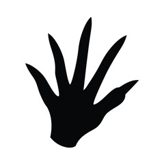 Single black silhouette of a bird track isolated on white background