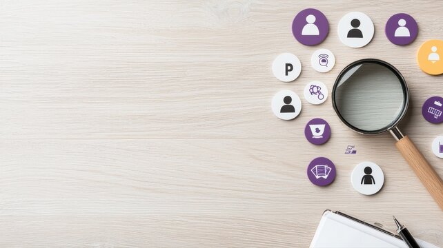 Hiring and Recruitment Concept with Magnifying Glass recruitment hiring job search magnifying glass