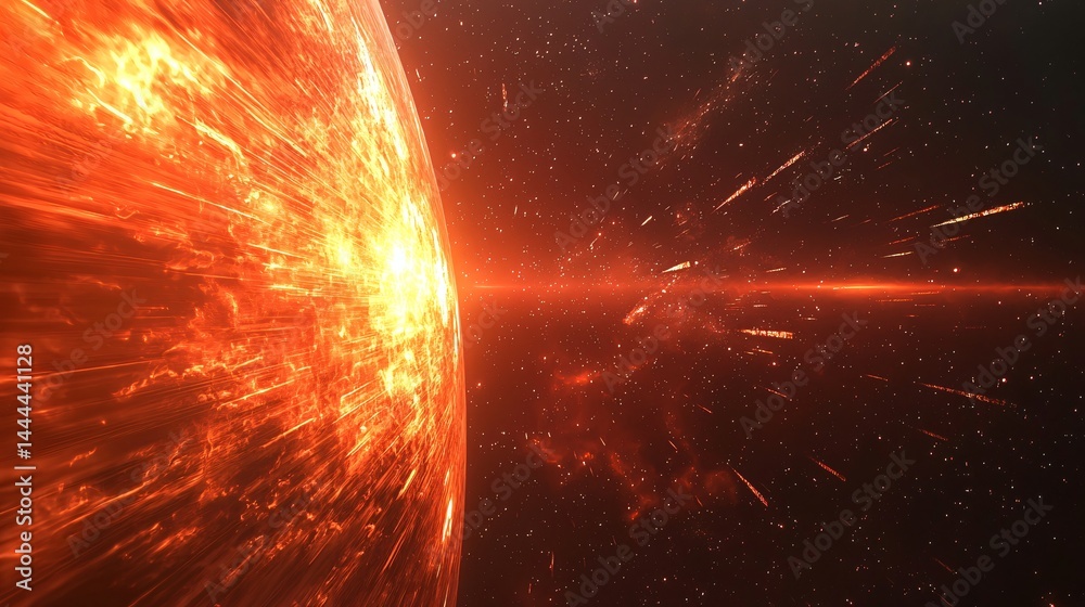 Wall mural dramatic explosion of a space station in the depths of outer space creating a stunning display of en