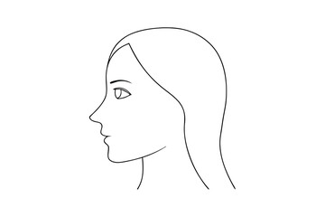 Elegant woman face profile line art minimalist design vector illustration