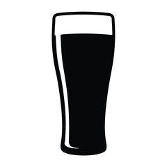 Simple Bold Vector Silhouette of a Tall Pint Glass Filled with Beer