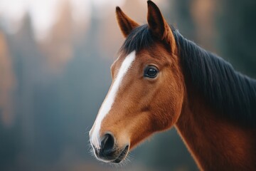 Fototapeta premium horse portrait against blurred nature background
