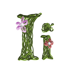 Design vector Letter I, font floral and flower 3D