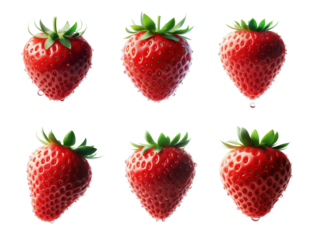 Fresh vibrant strawberries glistening with water