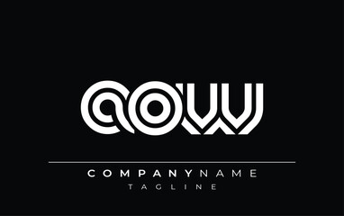 AOW Creative Unique Modern Letter Logo Design. Stylized logo featuring a unique letter design, presenting abstract minimalist aesthetics and modern appeal.