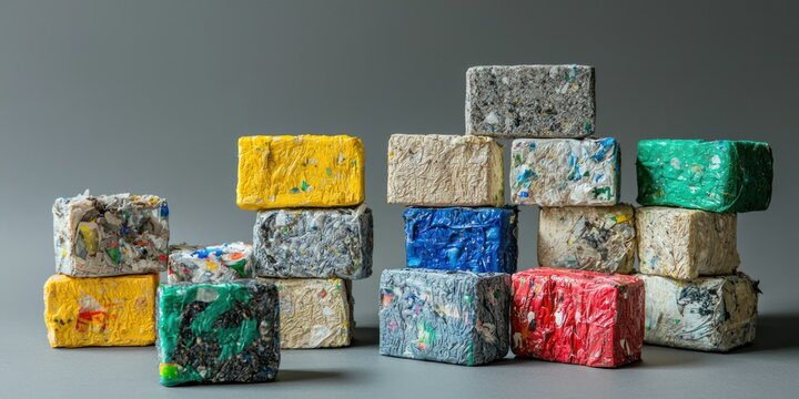 Ecobricks made from plastic waste. 