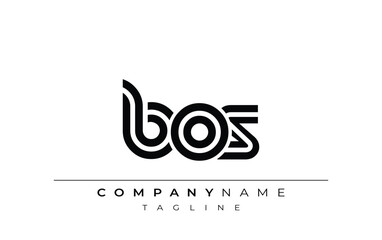 BOS Creative Unique Modern Letter Logo Design. Stylized logo featuring a unique letter design, presenting abstract minimalist aesthetics and modern appeal.