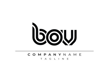 BOV Creative Unique Modern Letter Logo Design. Stylized logo featuring a unique letter design, presenting abstract minimalist aesthetics and modern appeal.
