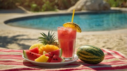 tropical cocktail on the beach