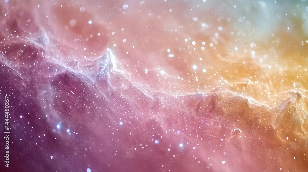 Wall mural stunning view of a colorful nebula in space filled with swirling cosmic gas and dust creating a mesm
