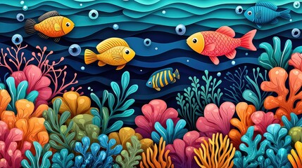 Vibrant underwater scene with colorful fish and coral reefs (1)