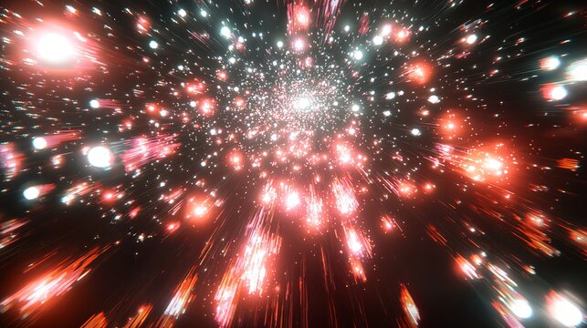 Spectacular explosion of lights in a cosmic display of celestial energy creating interdimensional starbursts that illuminate the universe