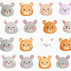 Cute Cartoon Animals Illustration Pastel Colors Whimsical Design