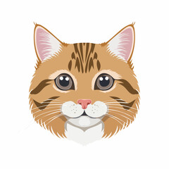 Cute Orange Tabby Cat Portrait Illustration