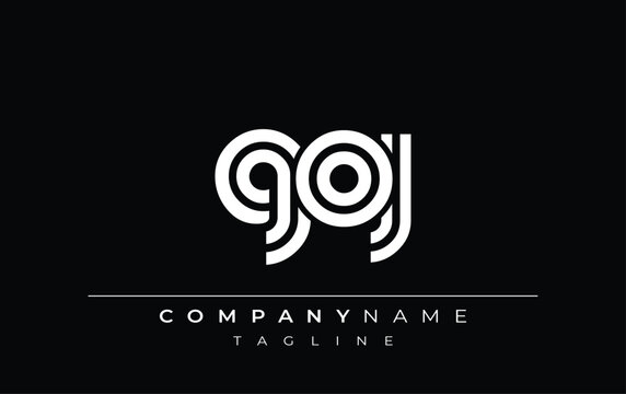 GOJ Creative Unique Modern Letter Logo Design. Stylized logo featuring a unique letter design, presenting abstract minimalist aesthetics and modern appeal.