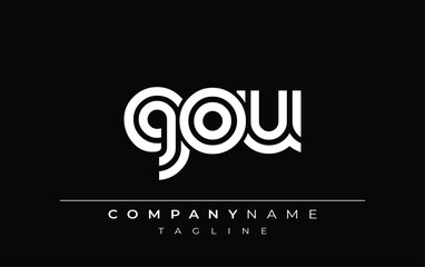 GOU Creative Unique Modern Letter Logo Design. Stylized logo featuring a unique letter design, presenting abstract minimalist aesthetics and modern appeal.