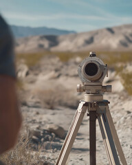 Surveying Equipment in Desert Landscape