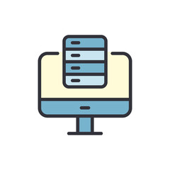 Fototapeta premium Data center colored icons, minimalist vector illustration ,simple transparent graphic element .Isolated on white background