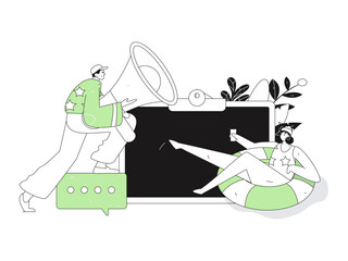 Notification announcement vector creative flat hand drawn illustration
