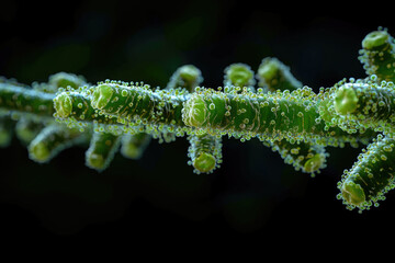 Fototapeta premium Highly Detailed Green Bacteria Shown Under Microscope Lens