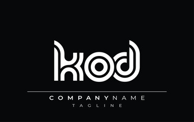 KOD Creative Unique Modern Letter Logo Design. Stylized logo featuring a unique letter design, presenting abstract minimalist aesthetics and modern appeal.