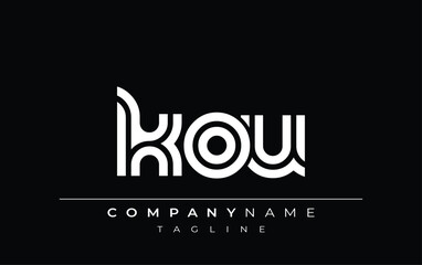 Obraz premium KOU Creative Unique Modern Letter Logo Design. Stylized logo featuring a unique letter design, presenting abstract minimalist aesthetics and modern appeal.