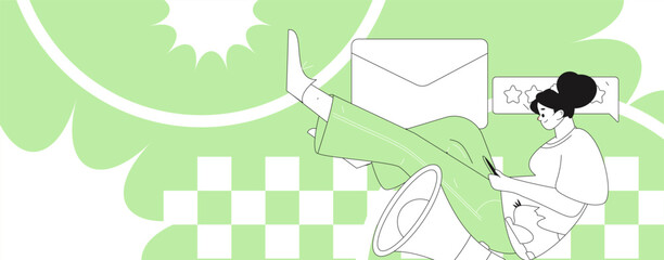 Notification announcement vector creative flat hand drawn illustration
