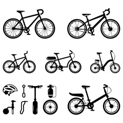 Bicycle Line Icon Set - Minimalist Bike Icons Collection
