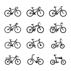 Bicycle Line Icon Set - Minimalist Bike Icons Collection
