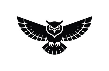 A minimal owl bird flying silhouette black vector illustration

