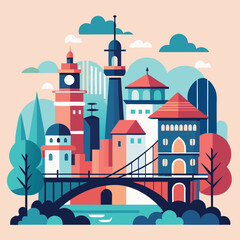 Fototapeta premium cityscape or urban skyline logo