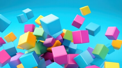 Obraz premium Vibrant colorful cubes in a dynamic abstract design.