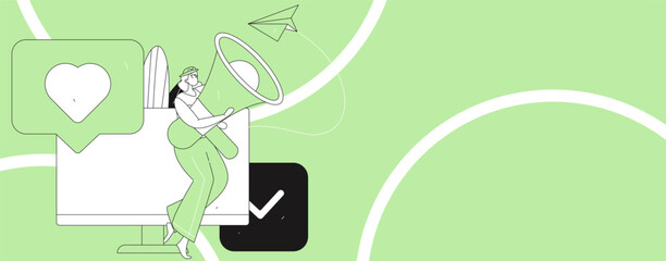 Notification announcement vector creative flat hand drawn illustration
