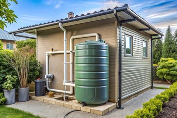 Obraz premium Modern Rainwater Harvesting System for Home Use Efficient Water Management Solution